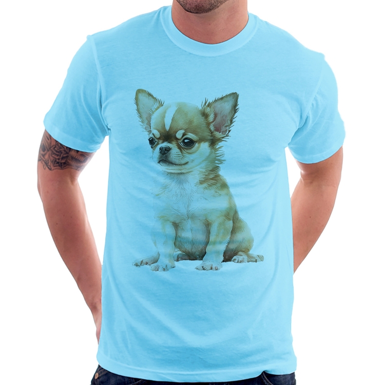 Camiseta Cachorro Chihuahua - Azul Bebê