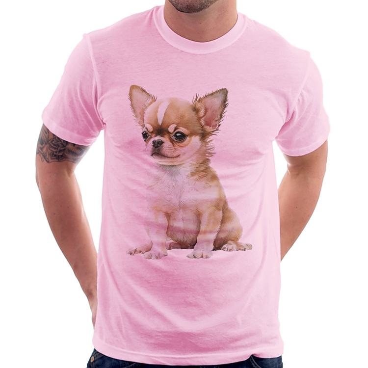 Camiseta Cachorro Chihuahua - Rosa Bebê