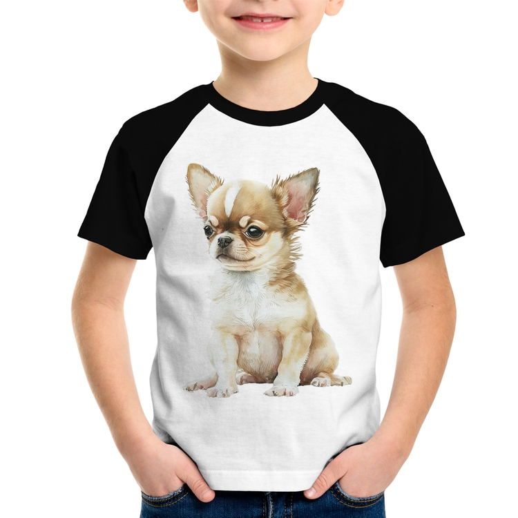 Camiseta Raglan Infantil Cachorro Chihuahua