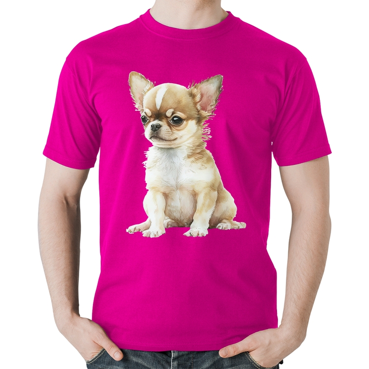 Camiseta Algodão Cachorro Chihuahua - Rosa