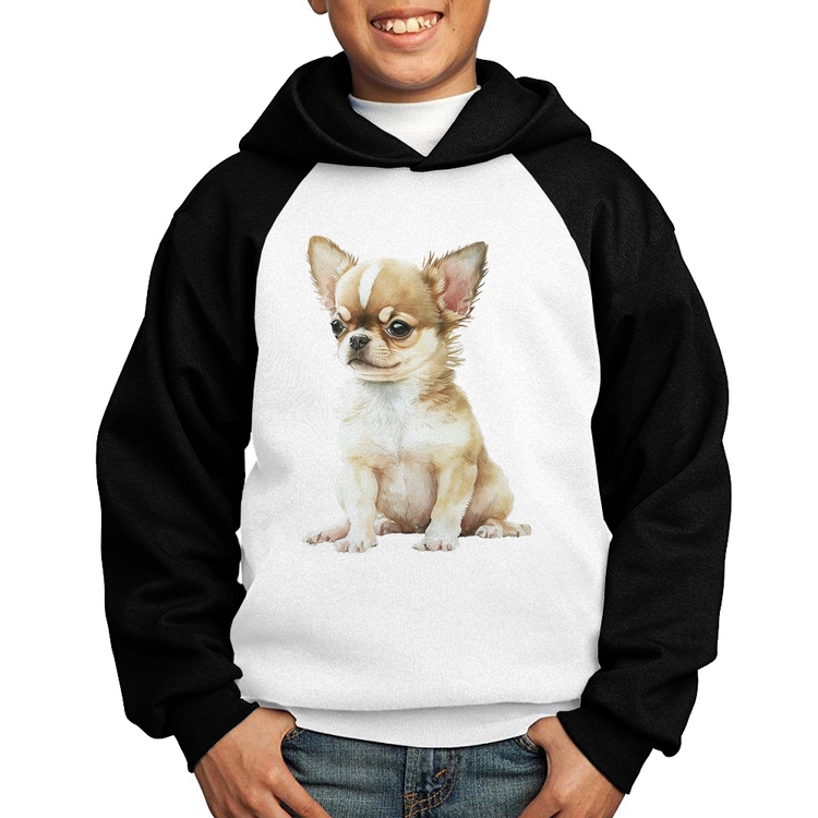 Moletom Infantil Cachorro Chihuahua - Branco/Preto