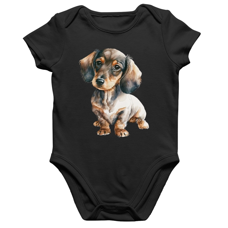 Body Bebê Algodão Cachorro Dachshund