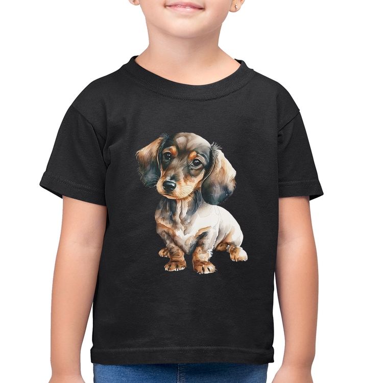 Camiseta Algodão Infantil Cachorro Dachshund