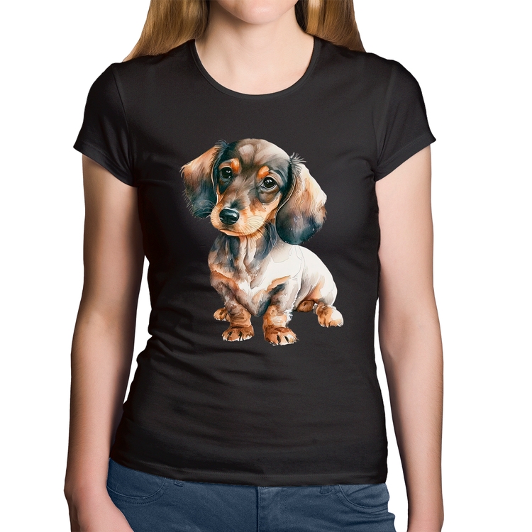Baby Look Algodão Cachorro Dachshund