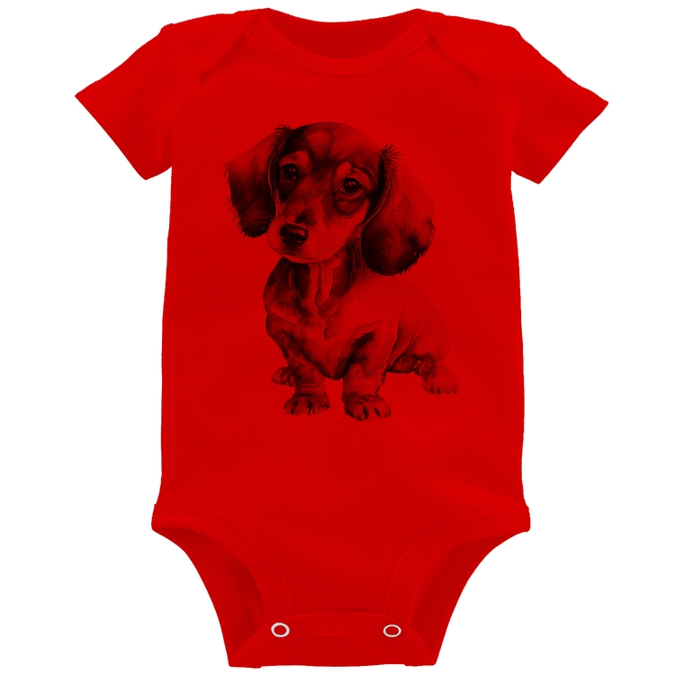 Body Bebê Cachorro Dachshund - Vermelho
