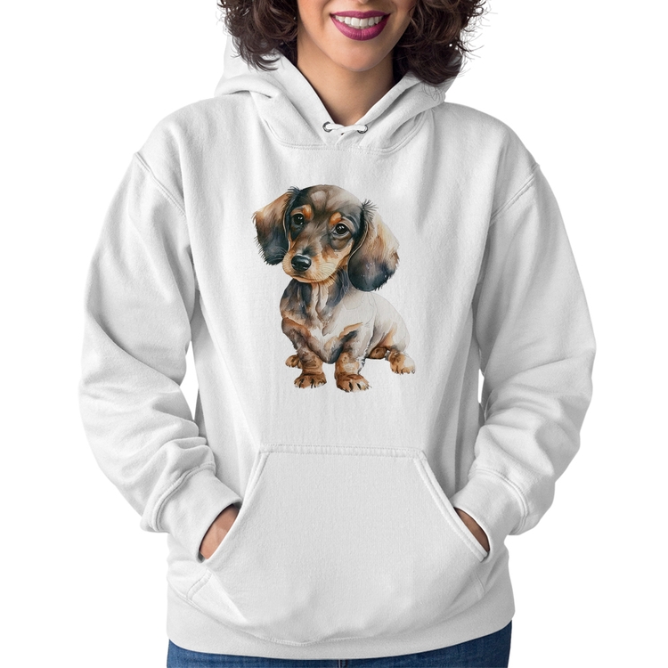 Moletom Feminino Cachorro Dachshund - Branco