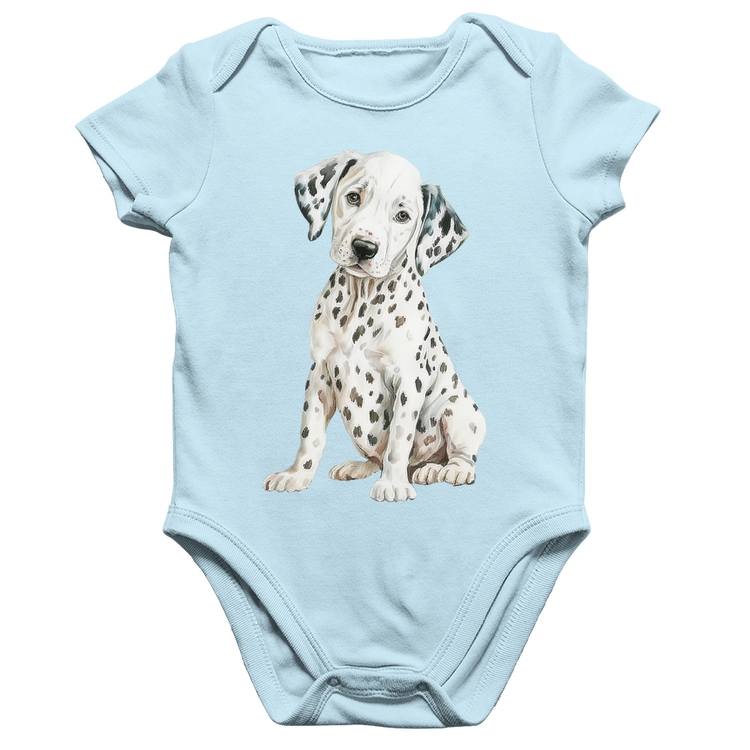 Body Bebê Algodão Cachorro Dálmata - Azul Bebê