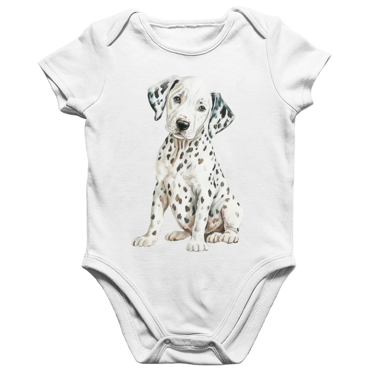 Body Bebê Algodão Cachorro Dálmata - Branco