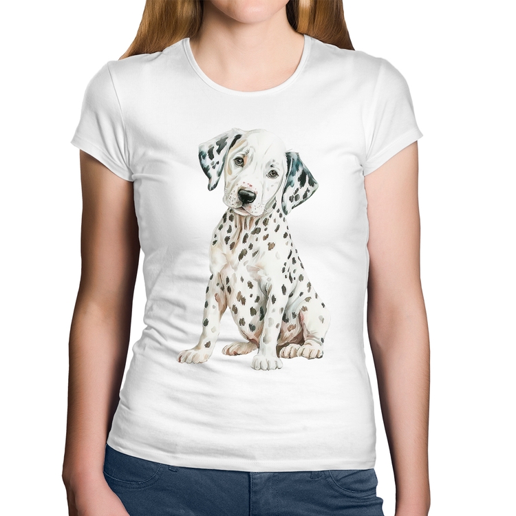 Baby Look Algodão Cachorro Dálmata - Branca