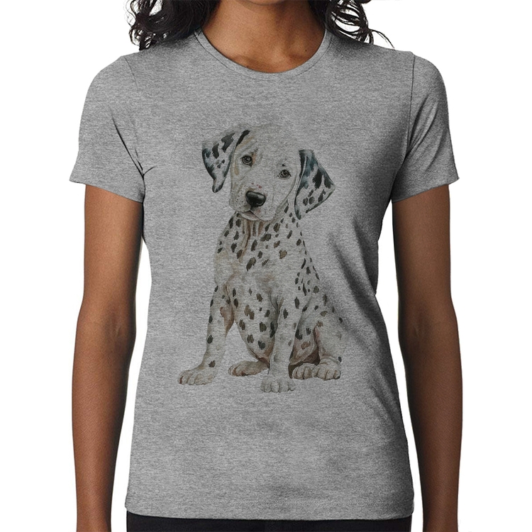 Baby Look Cachorro Dálmata - Cinza