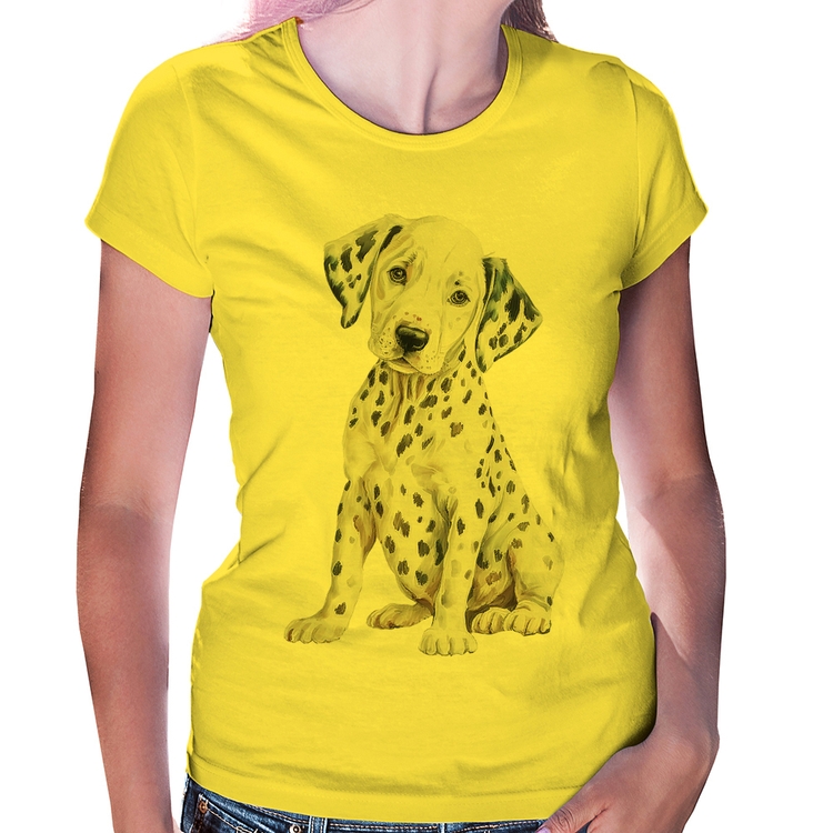 Baby Look Cachorro Dálmata - Amarela