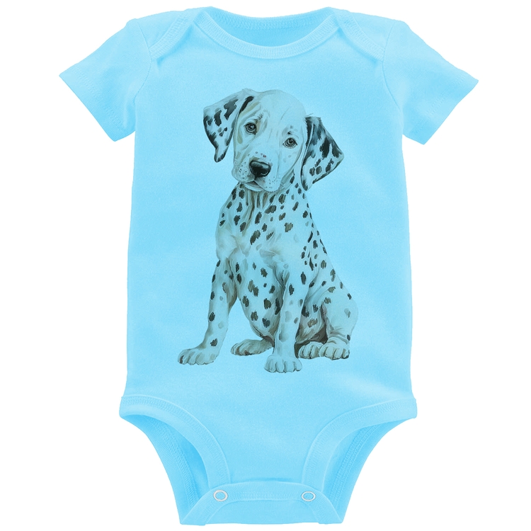 Body Bebê Cachorro Dálmata - Azul Bebê