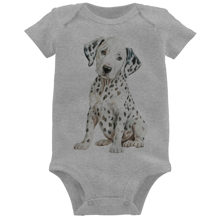 Body Bebê Cachorro Dálmata - Cinza