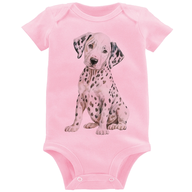 Body Bebê Cachorro Dálmata - Rosa Bebê