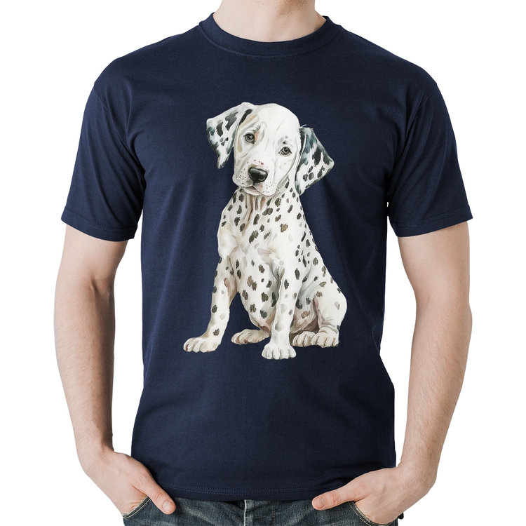 Camiseta Algodão Cachorro Dálmata - Marinho