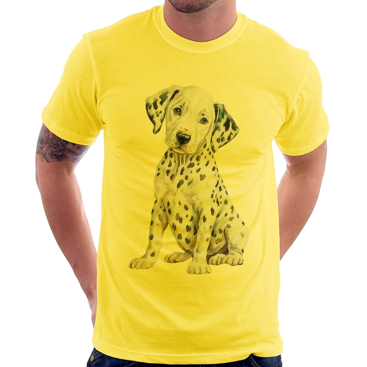 Camiseta Cachorro Dálmata - Amarela