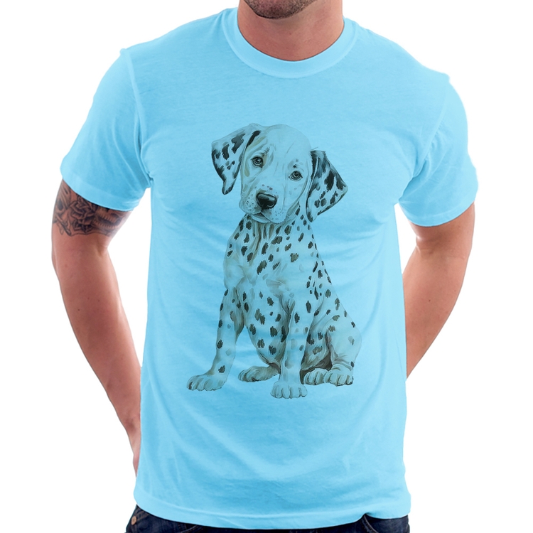 Camiseta Cachorro Dálmata - Azul Bebê