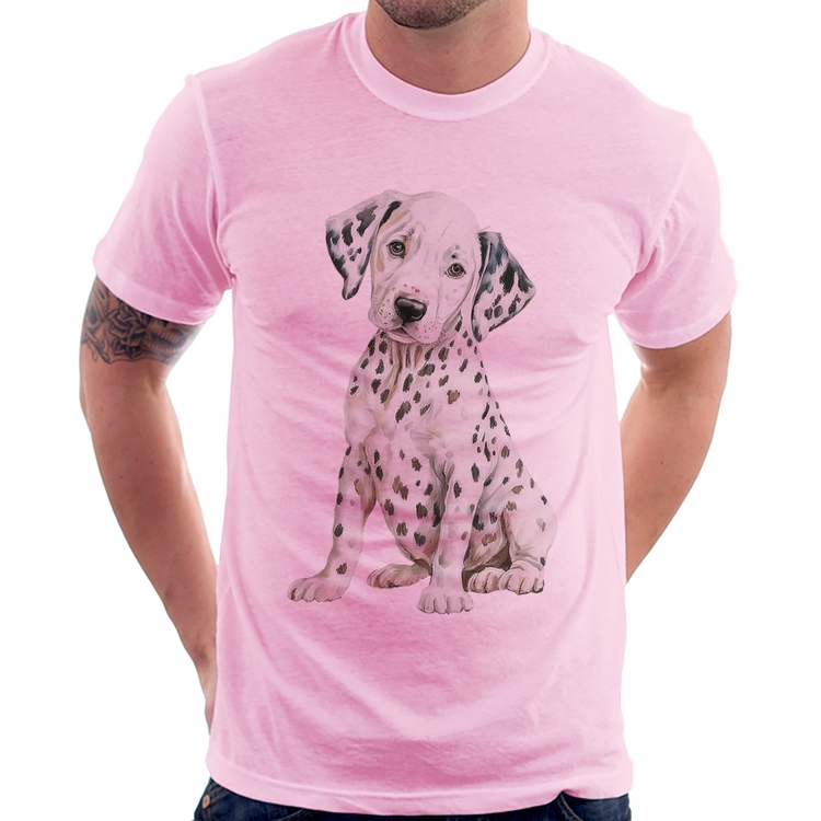 Camiseta Cachorro Dálmata - Rosa Bebê