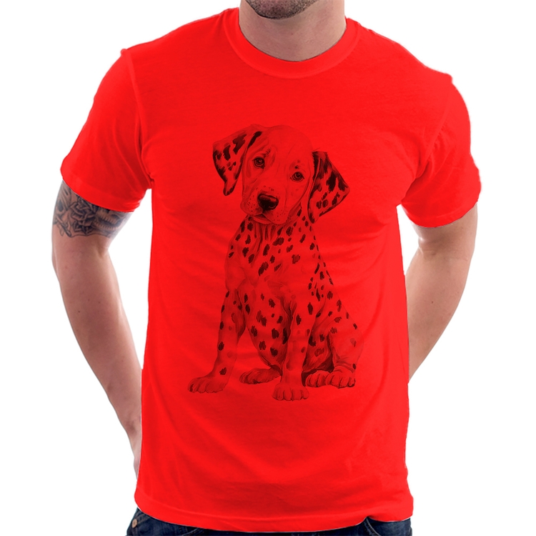 Camiseta Cachorro Dálmata - Vermelha