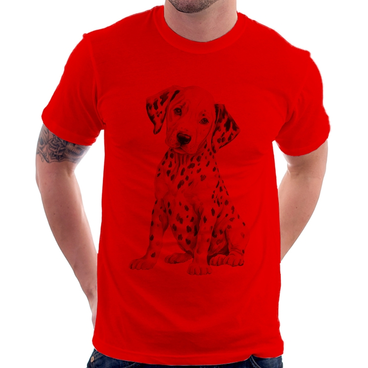 Camiseta Cachorro Dálmata - Vermelha