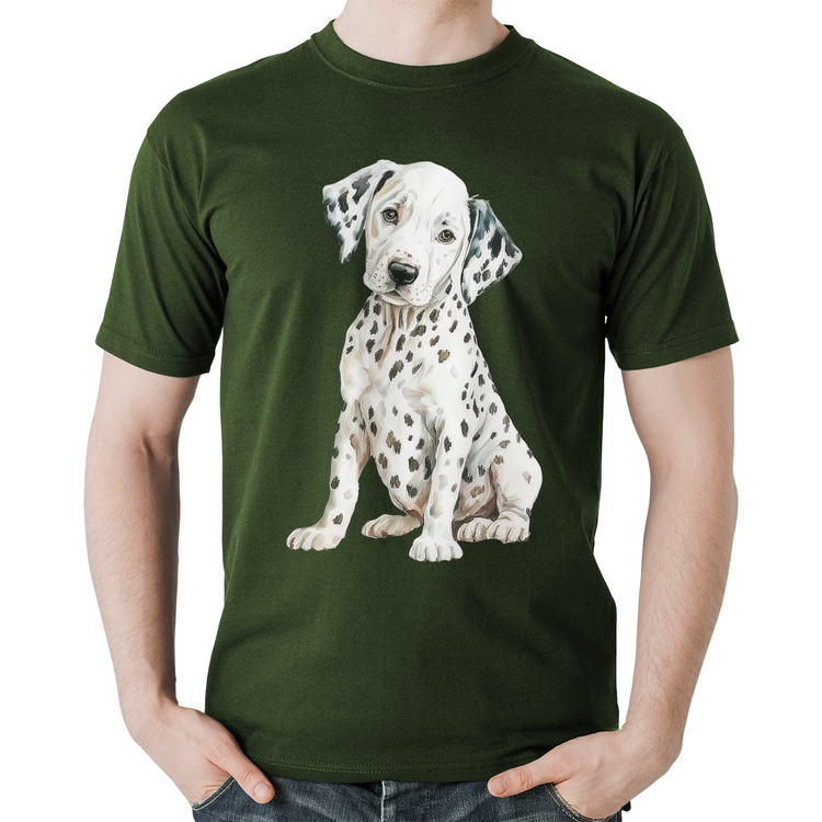 Camiseta Algodão Cachorro Dálmata - Musgo