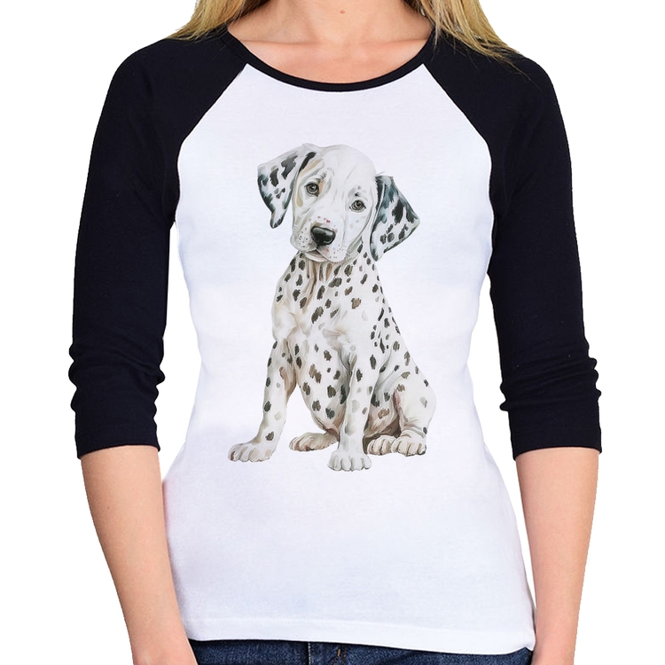 Baby Look Raglan Cachorro Dálmata Manga 3/4