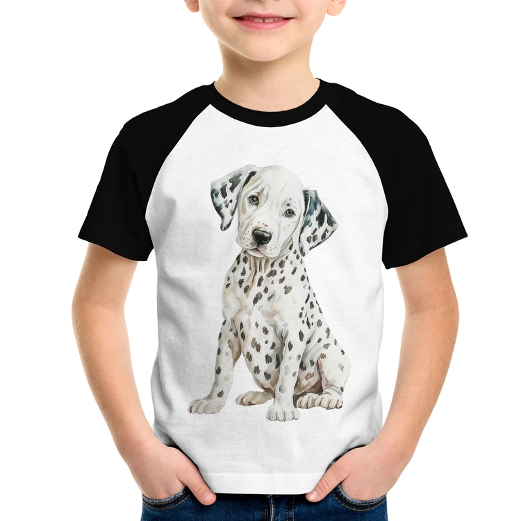 Camiseta Raglan Infantil Cachorro Dálmata