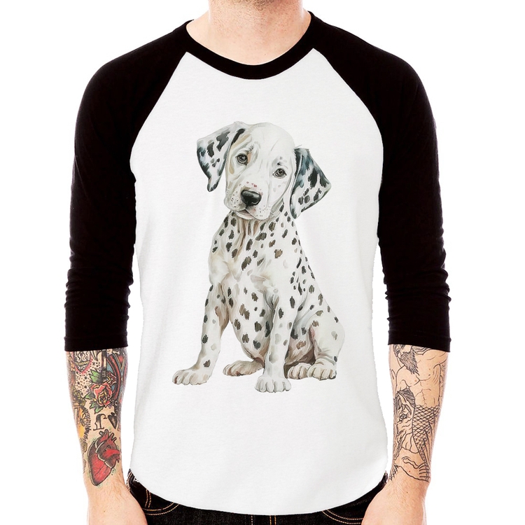 Camiseta Raglan Cachorro Dálmata Manga 3/4