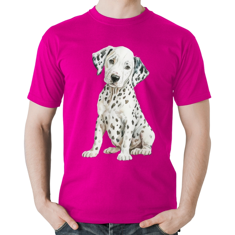 Camiseta Algodão Cachorro Dálmata - Rosa