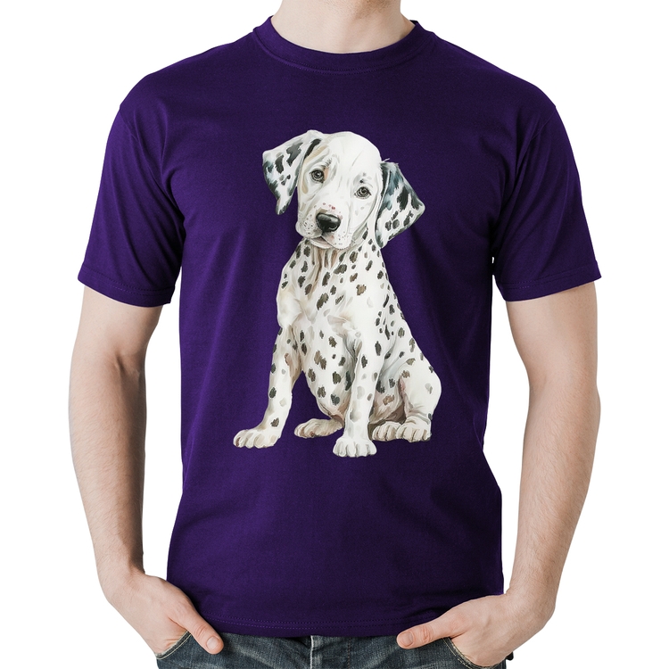 Camiseta Algodão Cachorro Dálmata - Roxa