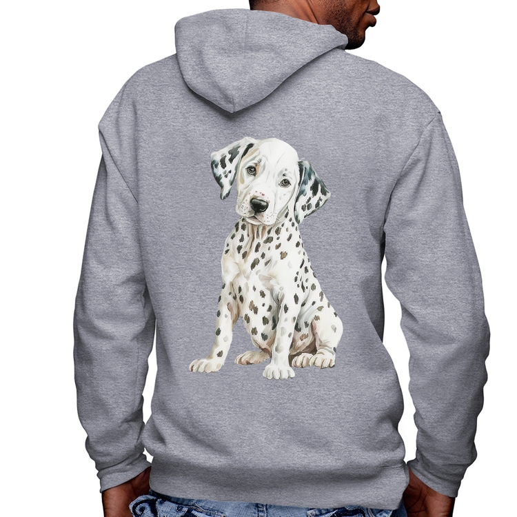 Blusa Moletom Cachorro Dálmata Masculina com Capuz e Zíper - Mescla