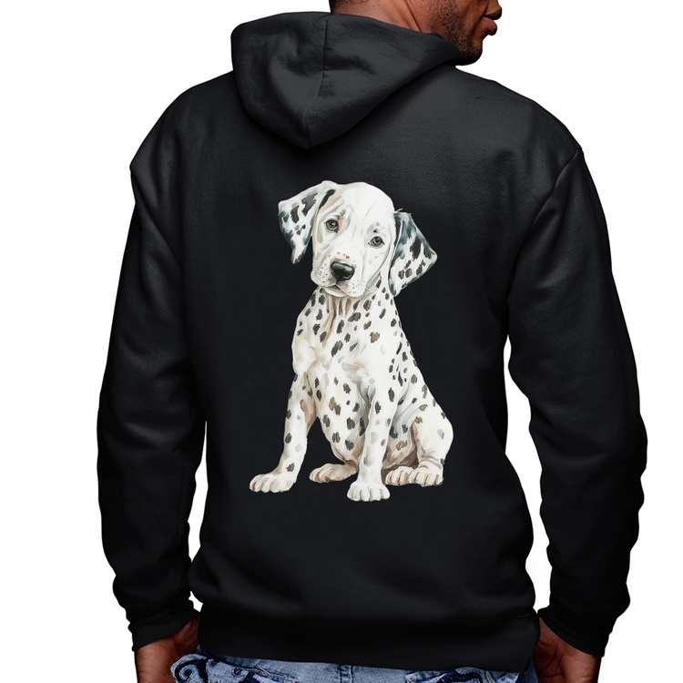 Blusa Moletom Cachorro Dálmata Masculina com Capuz e Zíper