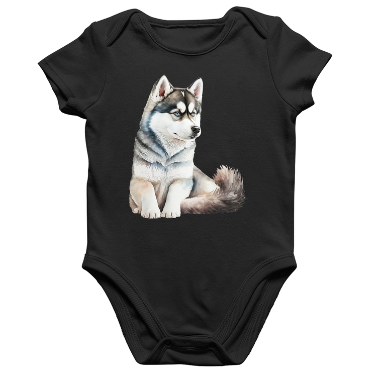 Body Bebê Algodão Cachorro Husky Siberiano