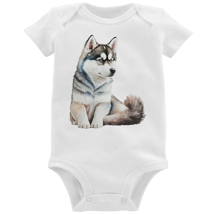 Body Bebê Cachorro Husky Siberiano