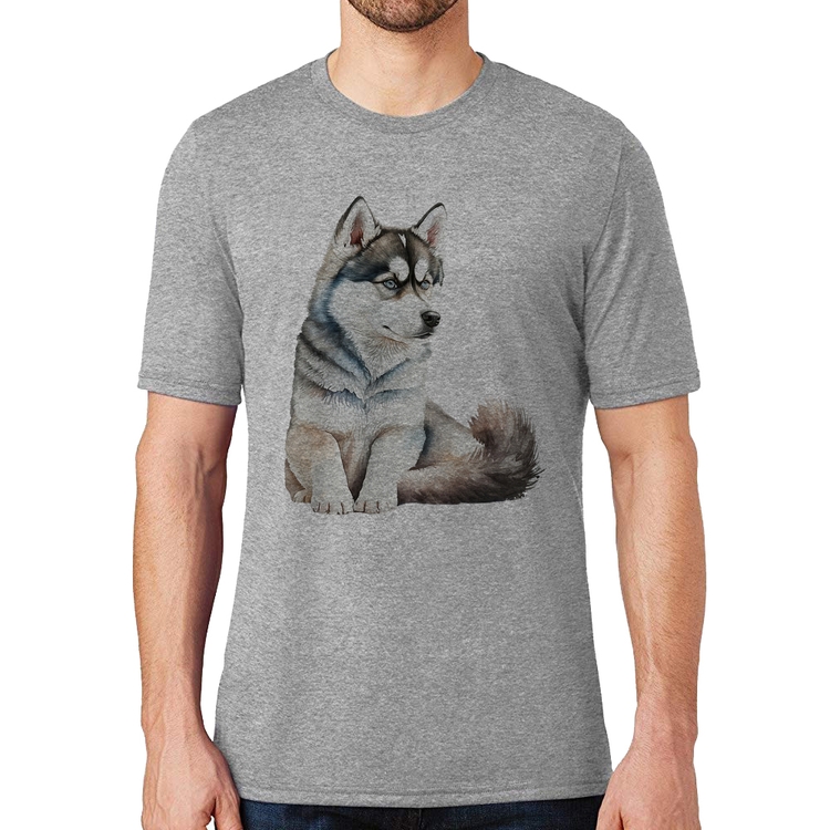 Camiseta Cachorro Husky Siberiano - Cinza
