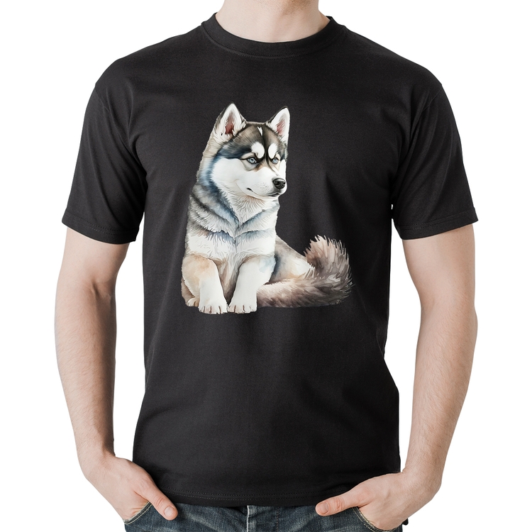Camiseta Algodão Cachorro Husky Siberiano