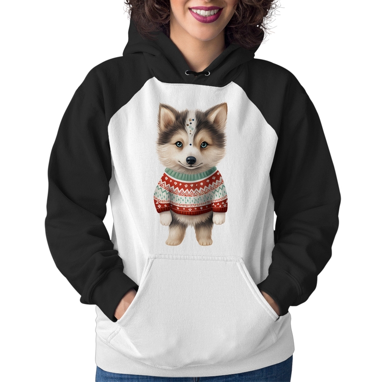 Moletom Feminino Cachorro Husky Siberiano Natalino