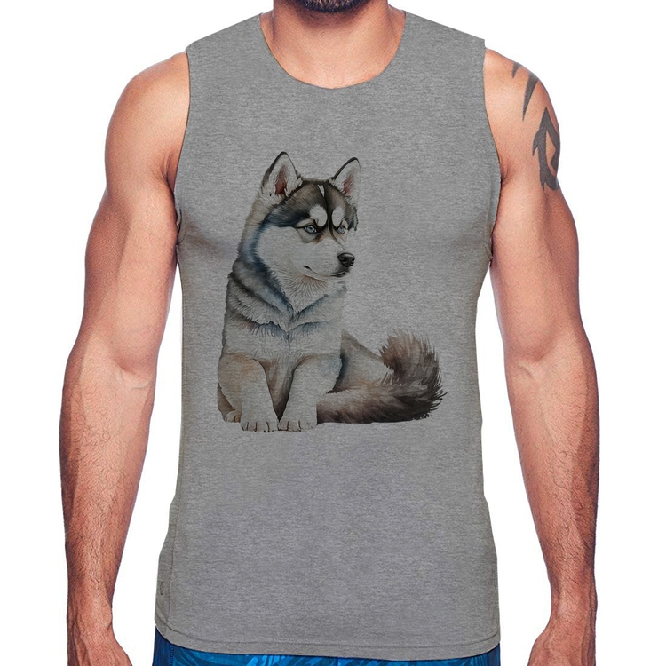 Regata Cachorro Husky Siberiano - Cinza