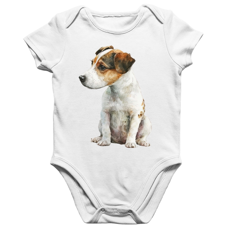 Body Bebê Algodão Cachorro Jack Russell Terrier - Branco