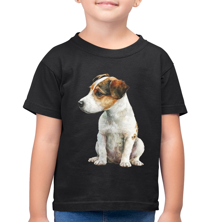 Camiseta Algodão Infantil Cachorro Jack Russell Terrier