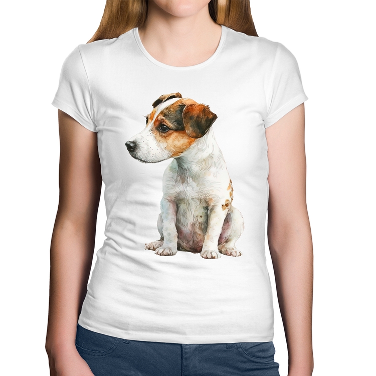 Baby Look Algodão Cachorro Jack Russell Terrier - Branca