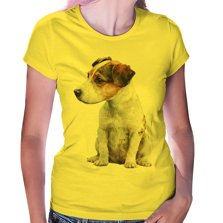 Baby Look Cachorro Jack Russell Terrier - Amarela