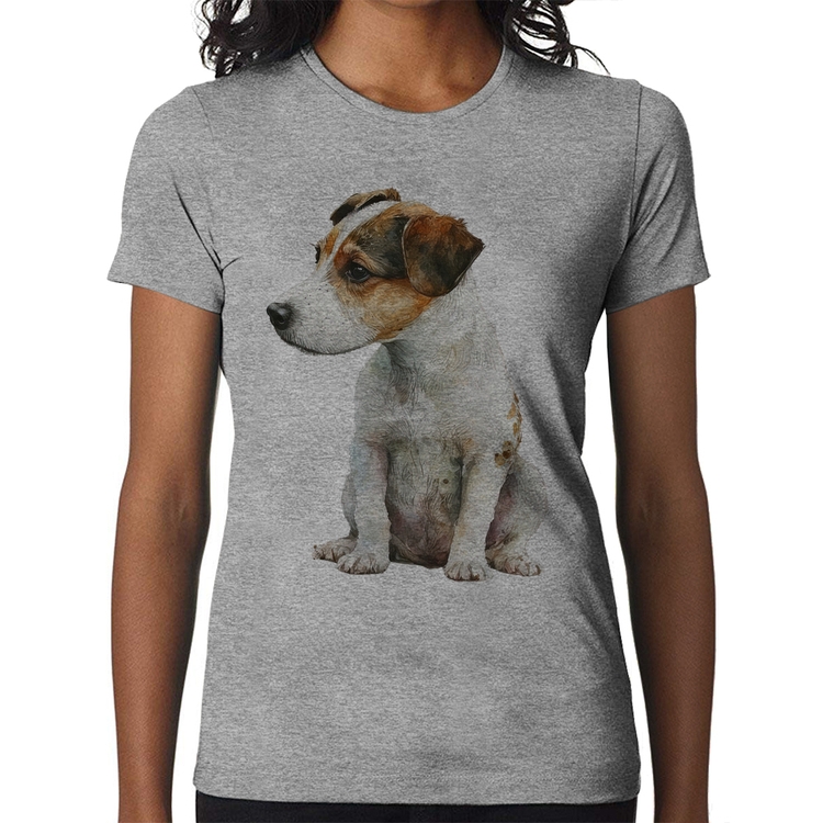 Baby Look Cachorro Jack Russell Terrier - Cinza