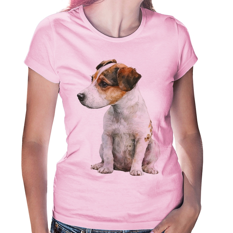 Baby Look Cachorro Jack Russell Terrier - Rosa Bebê