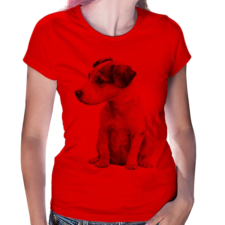 Baby Look Cachorro Jack Russell Terrier - Vermelha