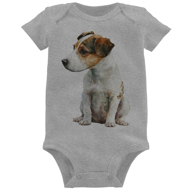 Body Bebê Cachorro Jack Russell Terrier - Cinza