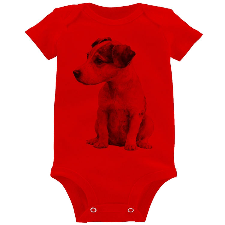 Body Bebê Cachorro Jack Russell Terrier - Vermelho