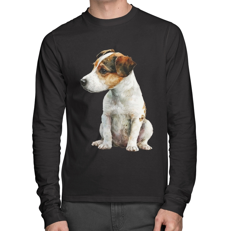 Camiseta Algodão Cachorro Jack Russell Terrier Manga Longa