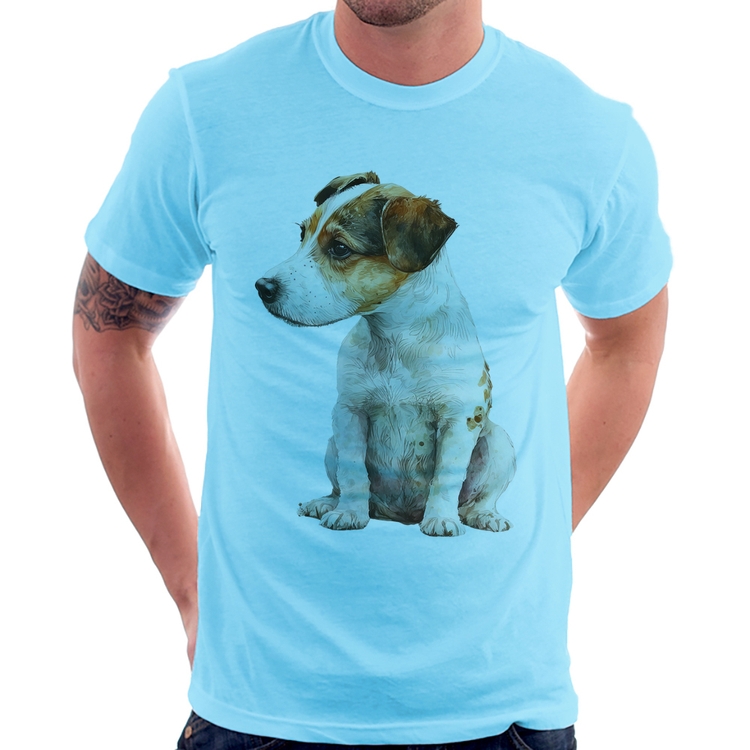 Camiseta Cachorro Jack Russell Terrier - Azul Bebê