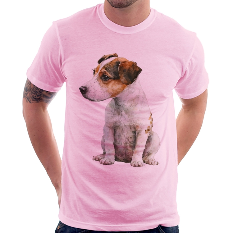 Camiseta Cachorro Jack Russell Terrier - Rosa Bebê